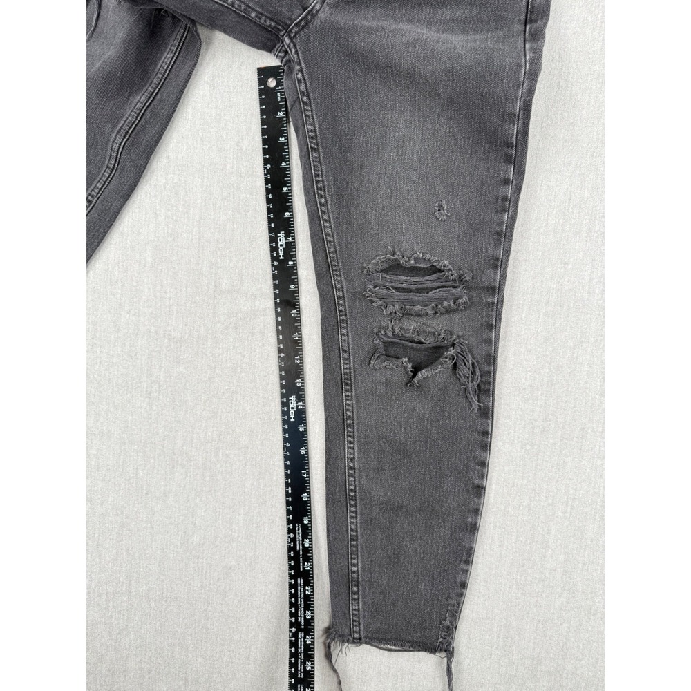 We The Free Free People Washed Black Distressed Button Fly Straight Jeans 24 - Picture 7 of 8